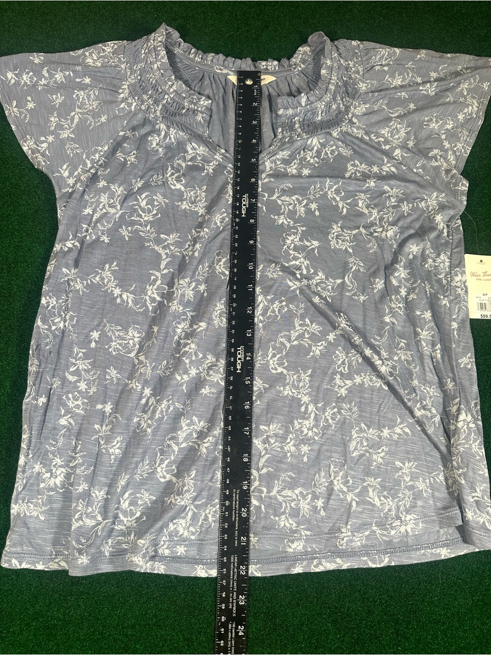 Lucky Brand NWT Light Blue Floral Short Sleeve Top, size small - Picture 5 of 7